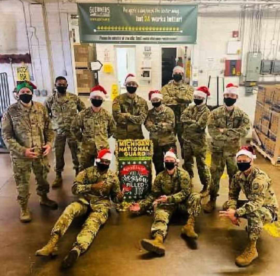 soldiers at a foodbank